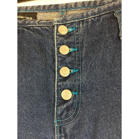 Vintage Y2K No Boundaries Button Fly Jeans w/ Bright Blue Trim Junior's‎ Size 15 - Picture 4 of 13